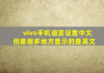 vivo手机语言设置中文 但是很多地方显示的是英文